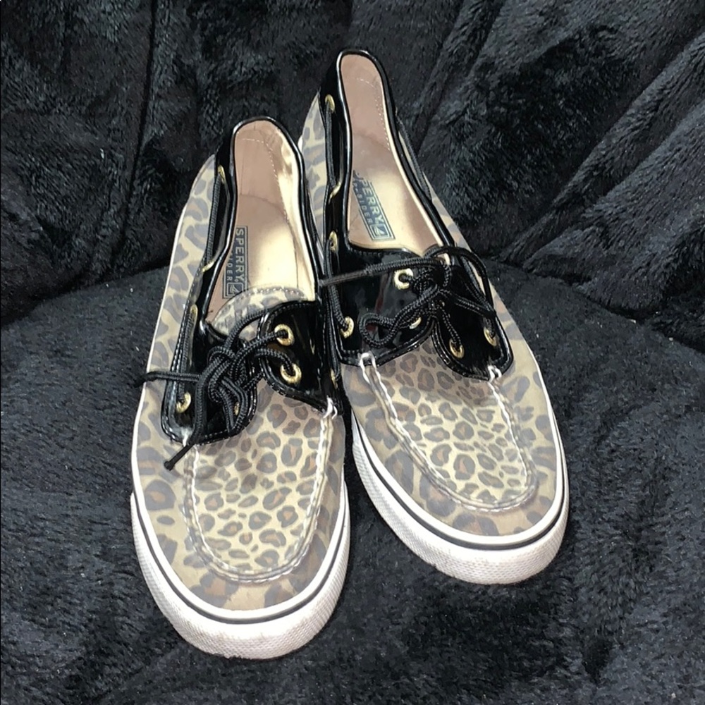 Sperry cheetah print top siders size 9